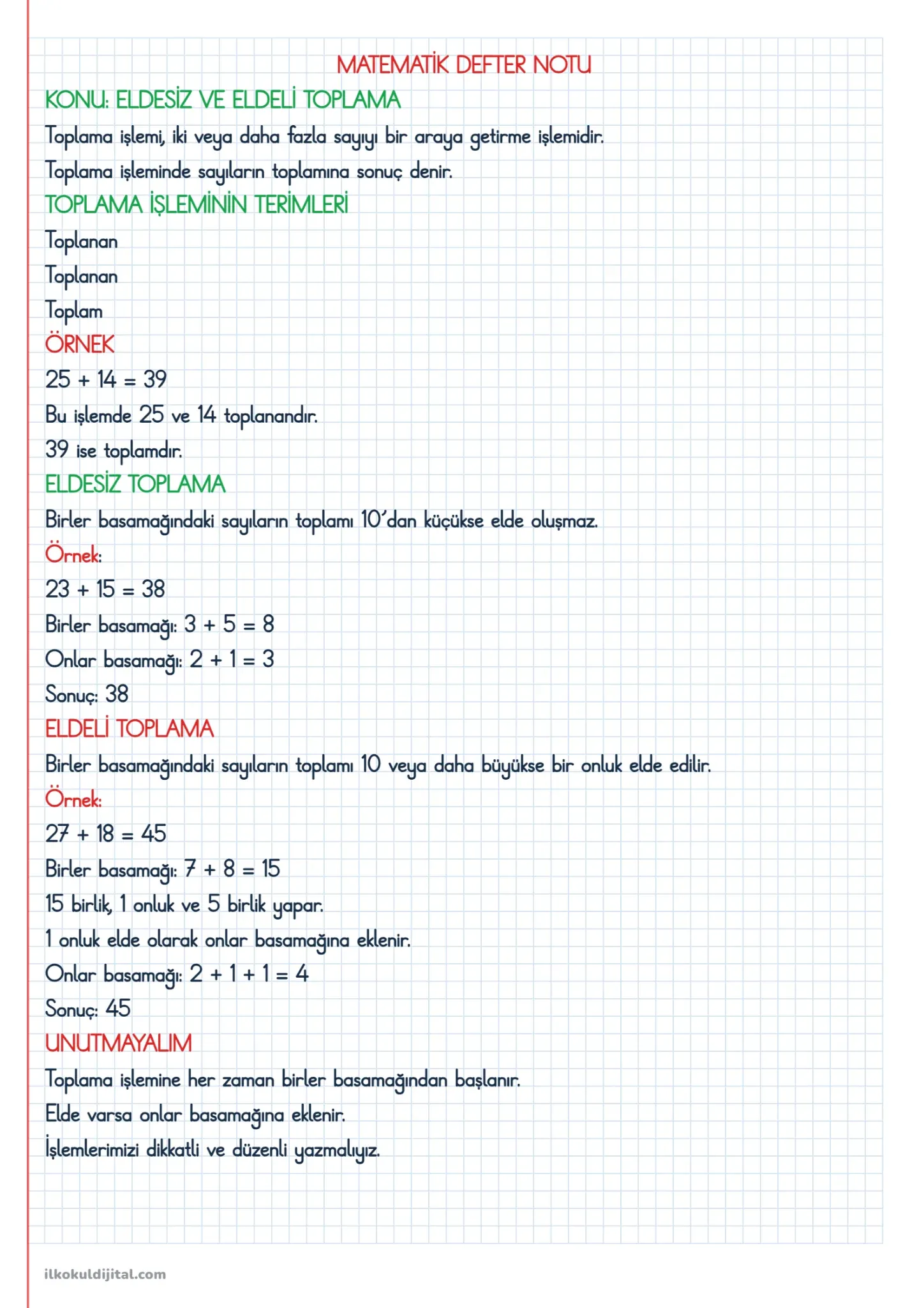 Defter Notu Atölyesi kareli A4 matematik defter notu çıktısı