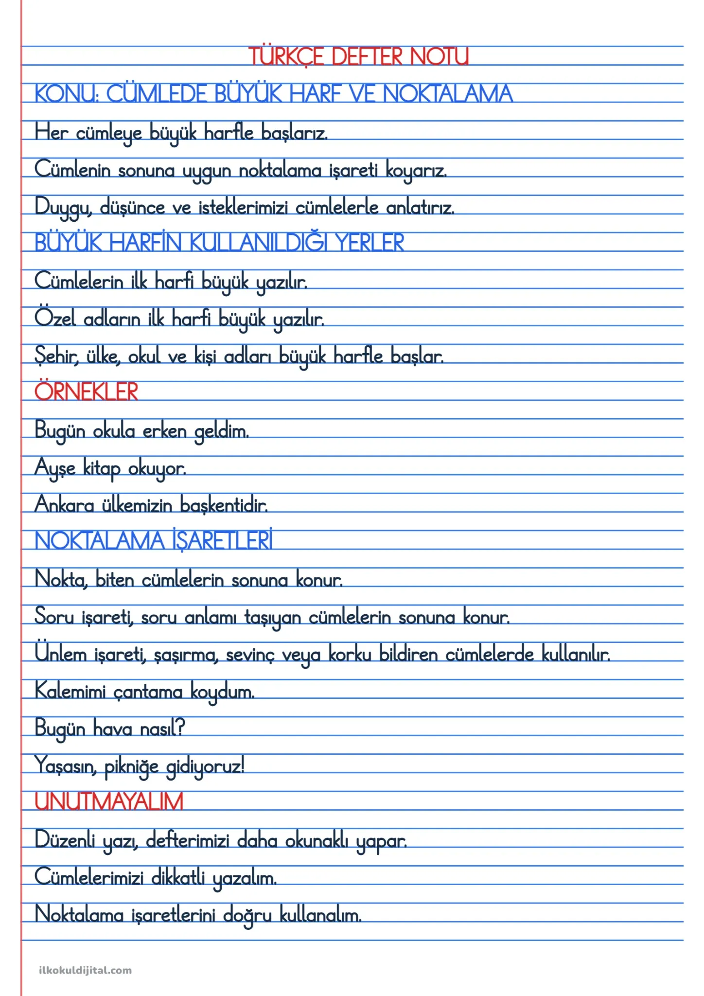 Defter Notu Atölyesi Türkçe çizgili A4 defter notu çıktısı