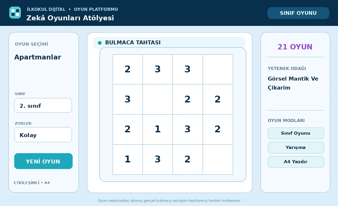Apartmanlar (Skyscrapers) oyunu için örnek bulmaca tahtası önizlemesi