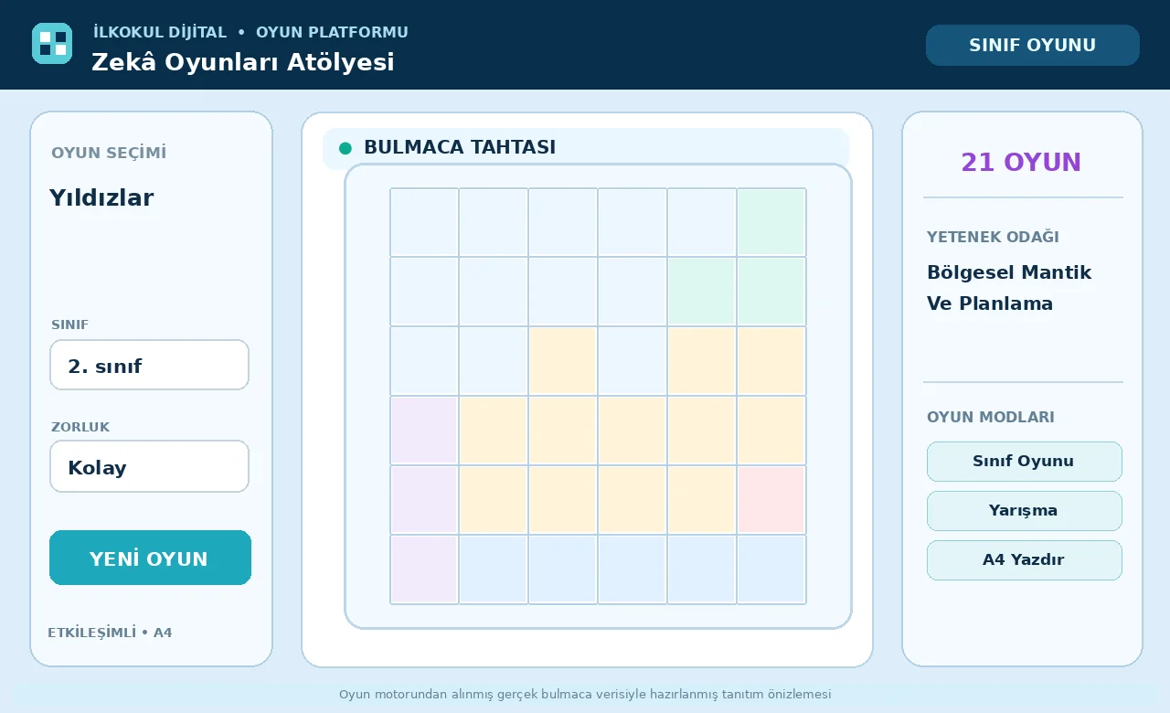 Yıldızlar (Star Battle) oyunu için örnek bulmaca tahtası önizlemesi