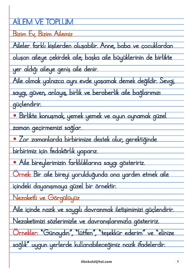 Ailem ve Toplum Defter Notları ön izlemesi