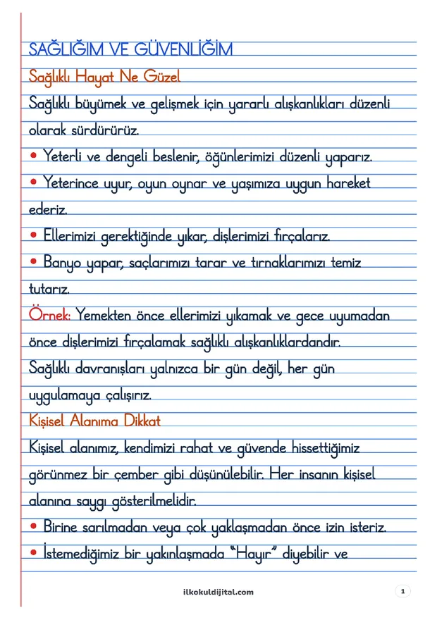 Sağlığım ve Güvenliğim Defter Notları ön izlemesi