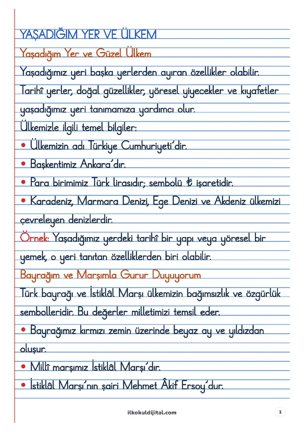 Yaşadığım Yer ve Ülkem Defter Notları ön izlemesi
