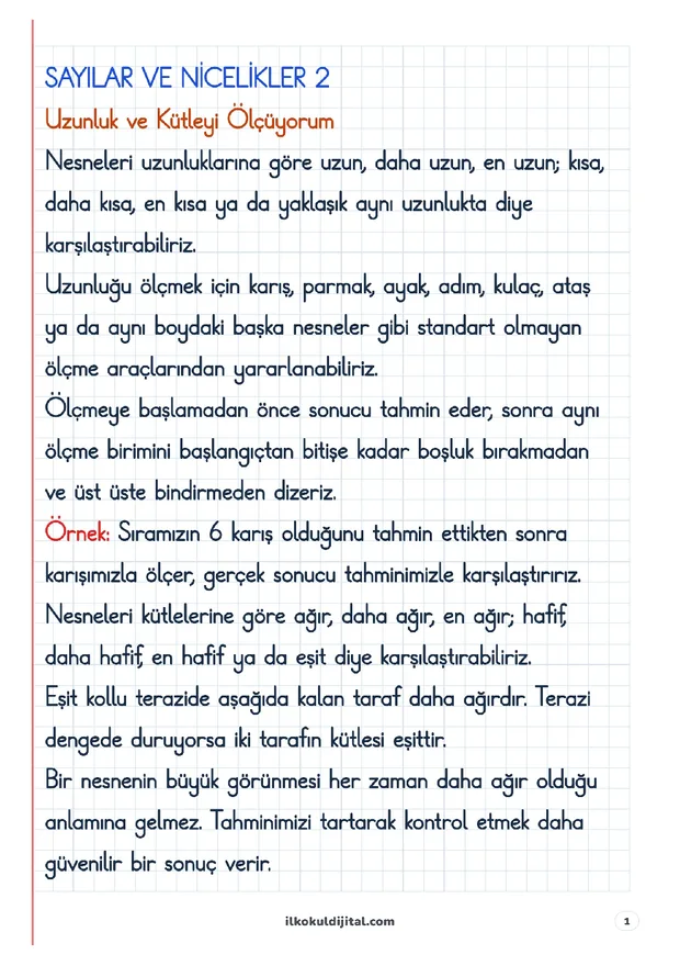 Sayılar ve Nicelikler (2) Defter Notları ön izlemesi