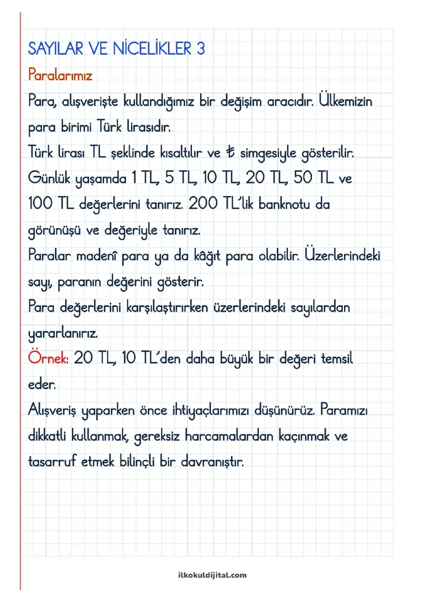 Sayılar ve Nicelikler (3) Defter Notları ön izlemesi