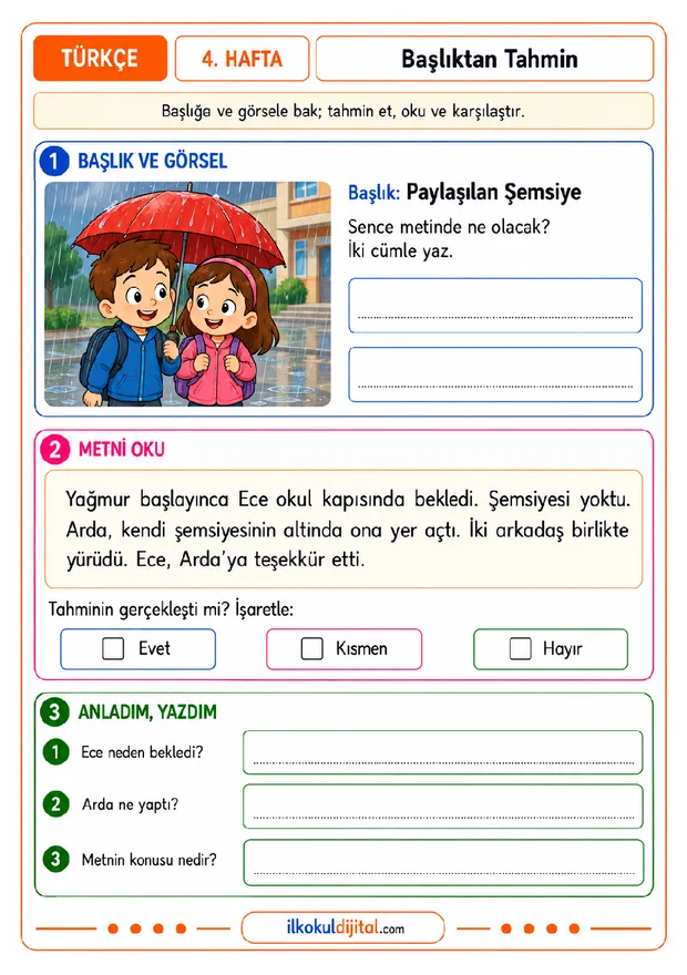 2. Sınıf 4. Hafta Etkinlik Paketi ön izlemesi