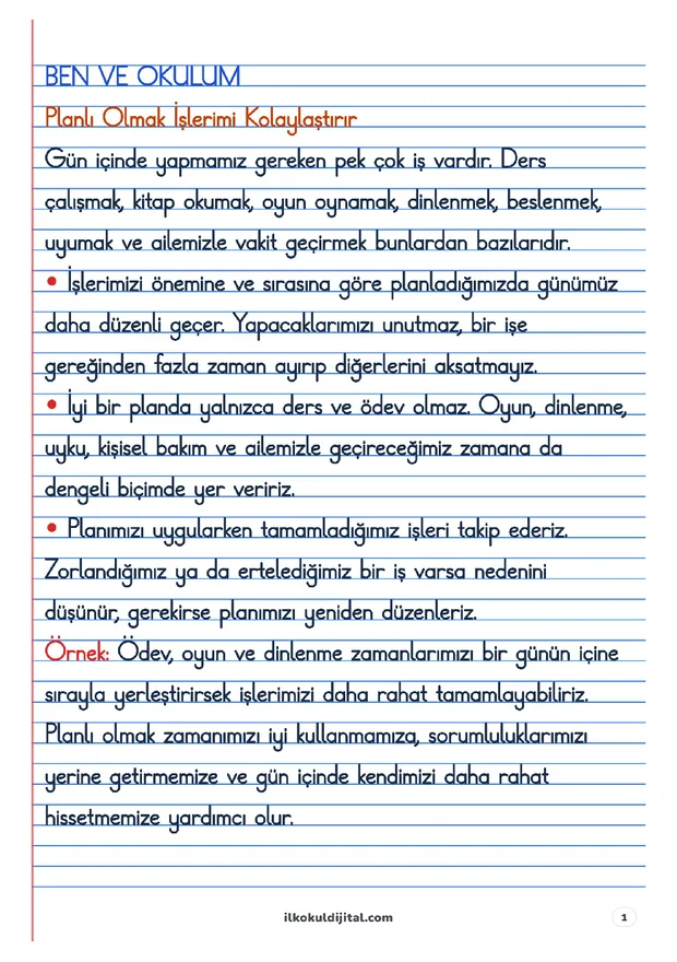 2. Sınıf Hayat Bilgisi 3. Hafta: Ben ve Okulum Defter Notları ön izlemesi