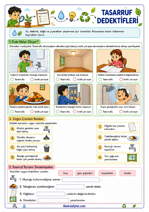 2. Sınıf Hayat Bilgisi 31. Hafta: Tasarruflu Kaynak Kullanımı ön izlemesi