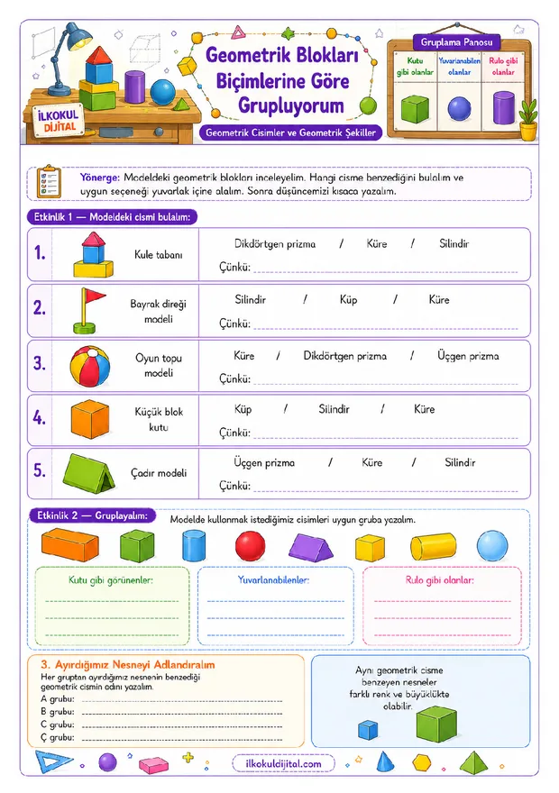 Geometrik Cisimlerle Yapılar Oluşturma ön izlemesi