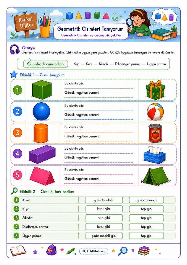 2. Sınıf Matematik: Nesneleri Geometrik Cisimlere göre Sınıflandırma set ön izlemesi