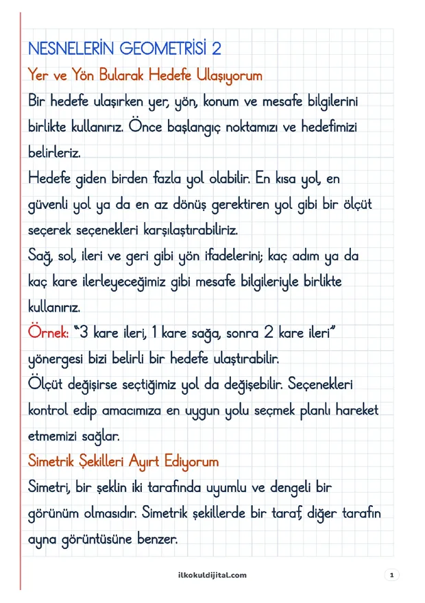 2. Sınıf Matematik 33. Hafta: Nesnelerin Geometrisi (2) Defter Notları ön izlemesi