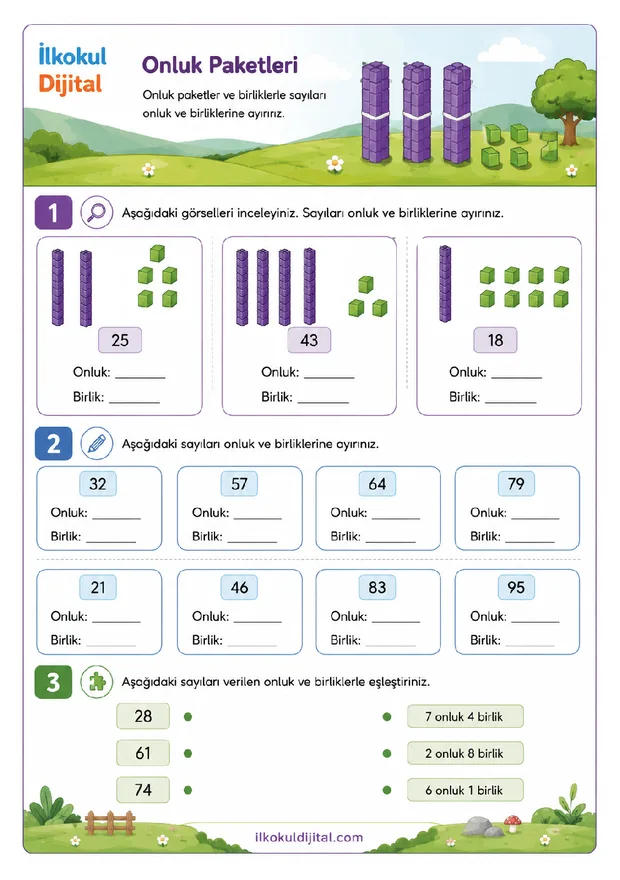 2. Sınıf Matematik 7. Hafta: İki Basamaklı Sayıları Onluk ve Birliklerine Ayırma ön izlemesi
