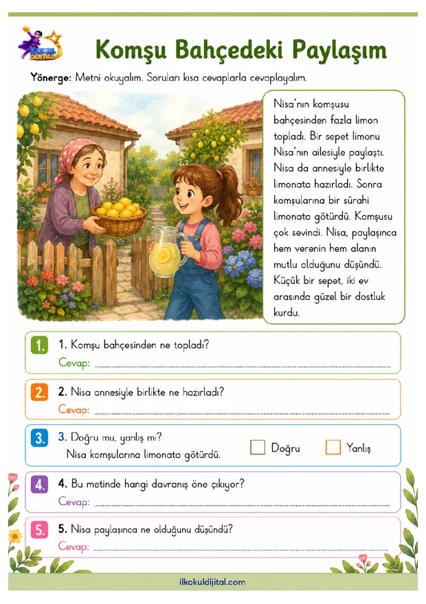 2. Sınıf Okuma ve Anlama 10 ön izlemesi