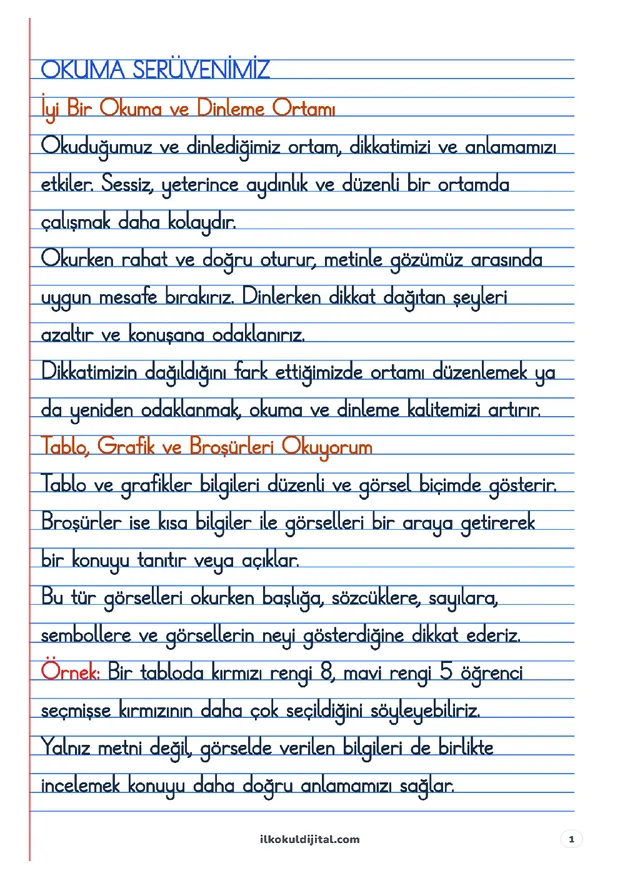 2. Sınıf Türkçe 15. Hafta: Okuma Serüvenimiz Defter Notları ön izlemesi
