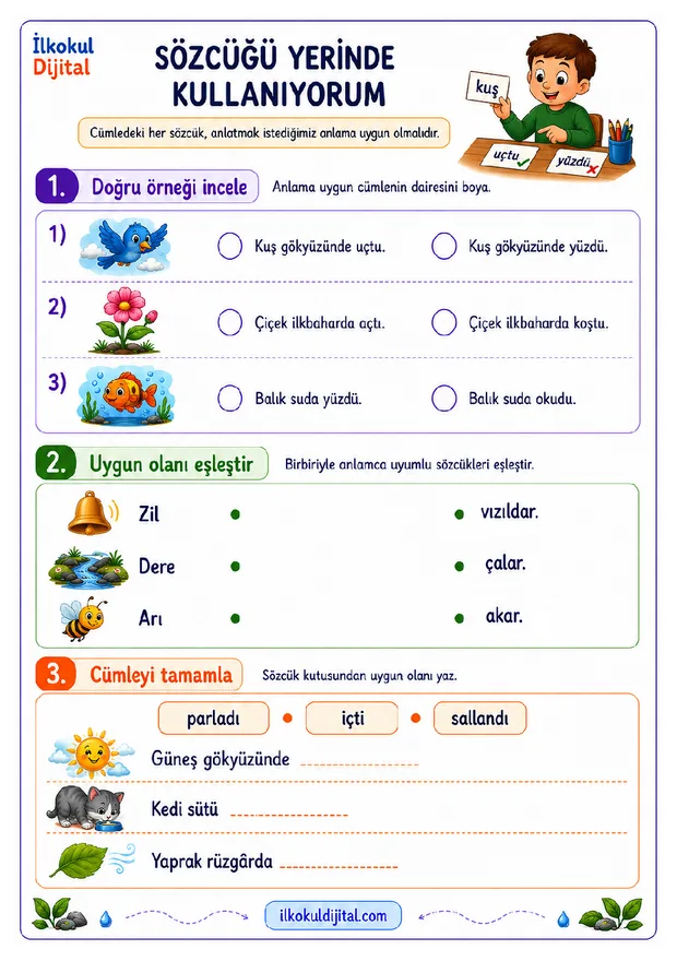 Sözcükleri Yazıda Anlamına Uygun Kullanma ön izlemesi