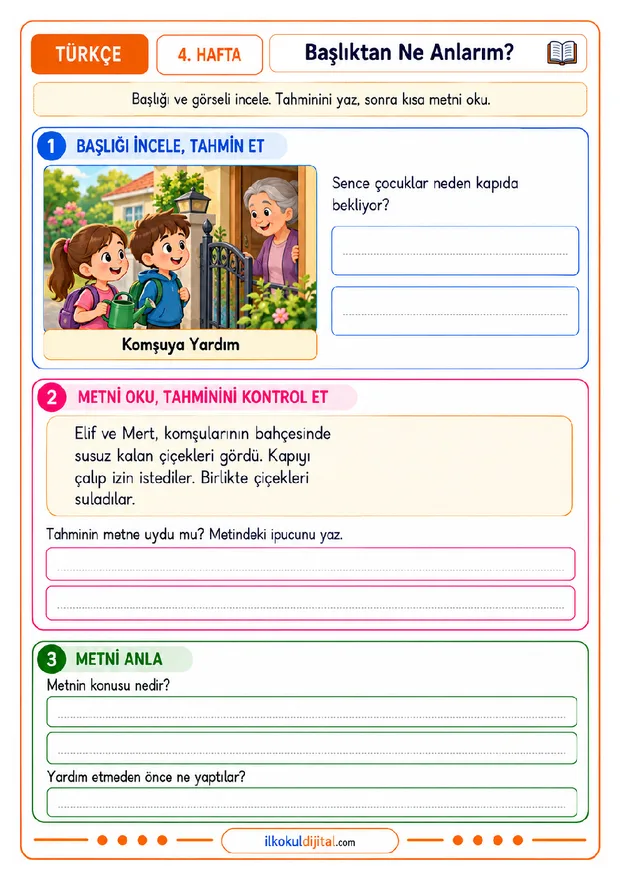 3. Sınıf 4. Hafta Etkinlik Paketi ön izlemesi