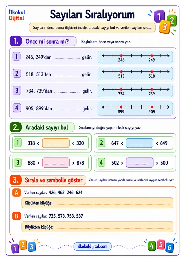 3. Sınıf Matematik: Sayıları Sıralama set ön izlemesi
