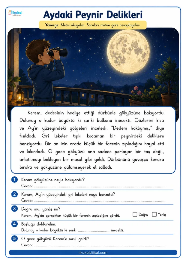 3. Sınıf Okuma ve Anlama 1 ön izlemesi