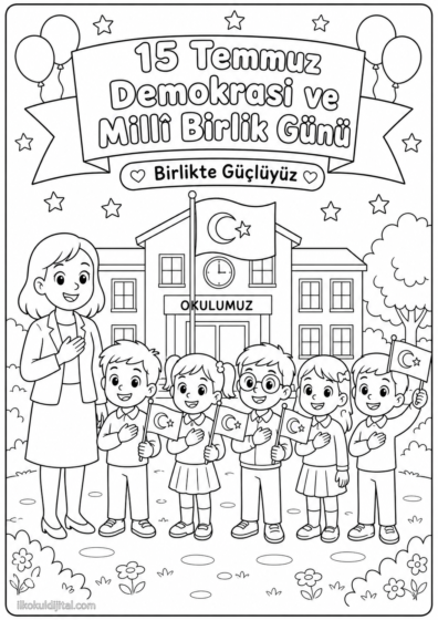 15 Temmuz Demokrasi ve Millî Birlik Günü Boyama Sayfası 1