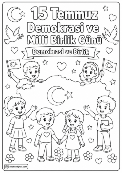 15 Temmuz Demokrasi ve Millî Birlik Günü Boyama Sayfası 2