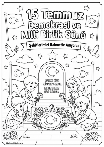 15 Temmuz Demokrasi ve Millî Birlik Günü Boyama Sayfası 3