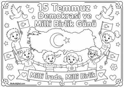 15 Temmuz Demokrasi ve Millî Birlik Günü Boyama Sayfası 7
