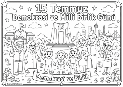 15 Temmuz Demokrasi ve Millî Birlik Günü Boyama Sayfası 10