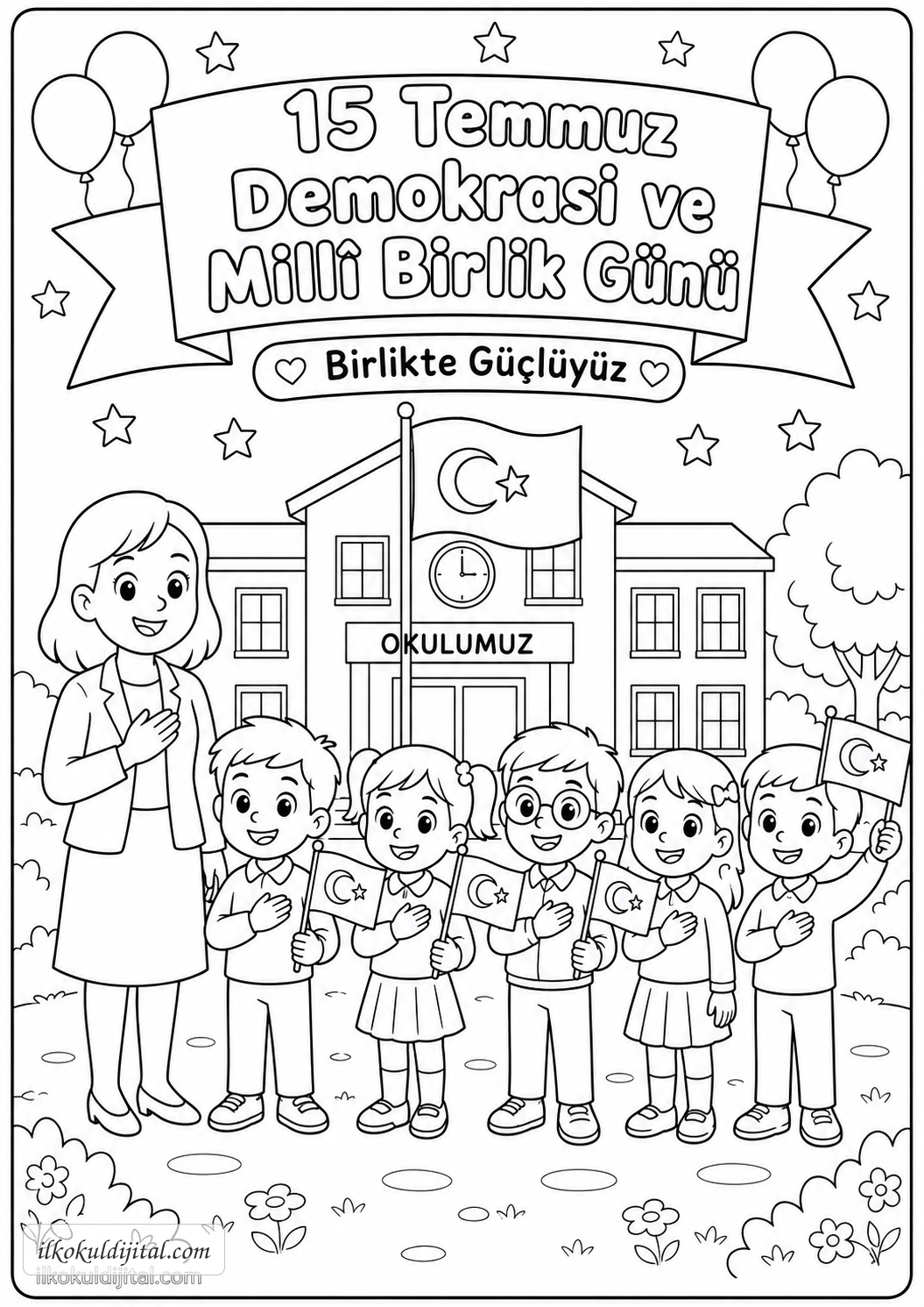 15 Temmuz Demokrasi ve Millî Birlik Günü Boyama Sayfası 1