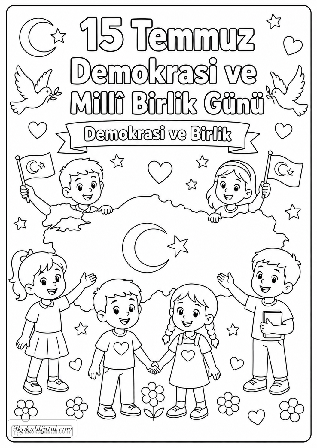 15 Temmuz Demokrasi ve Millî Birlik Günü Boyama Sayfası 2
