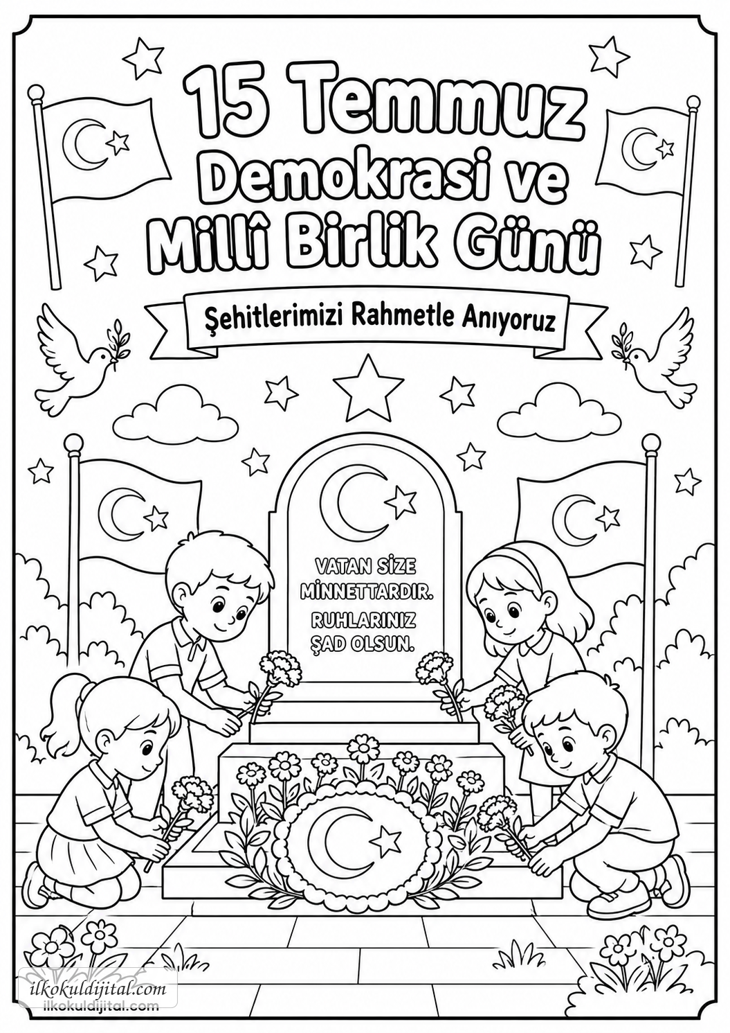 15 Temmuz Demokrasi ve Millî Birlik Günü Boyama Sayfası 3
