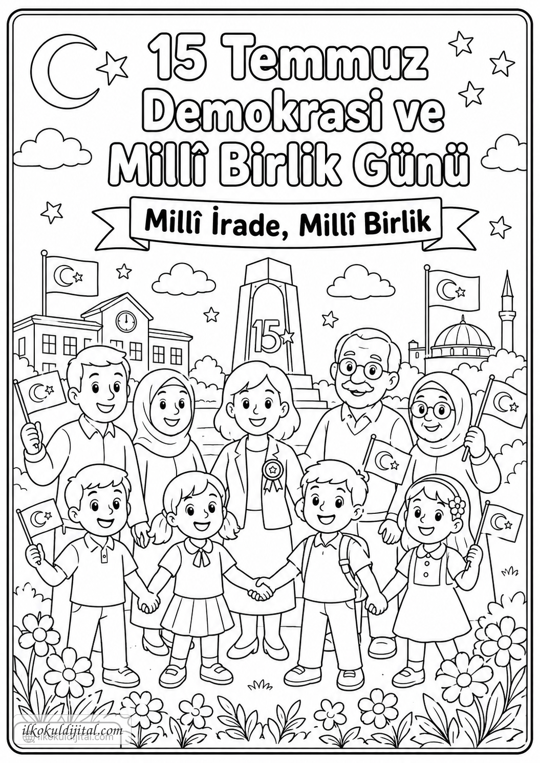 15 Temmuz Demokrasi ve Millî Birlik Günü Boyama Sayfası 4