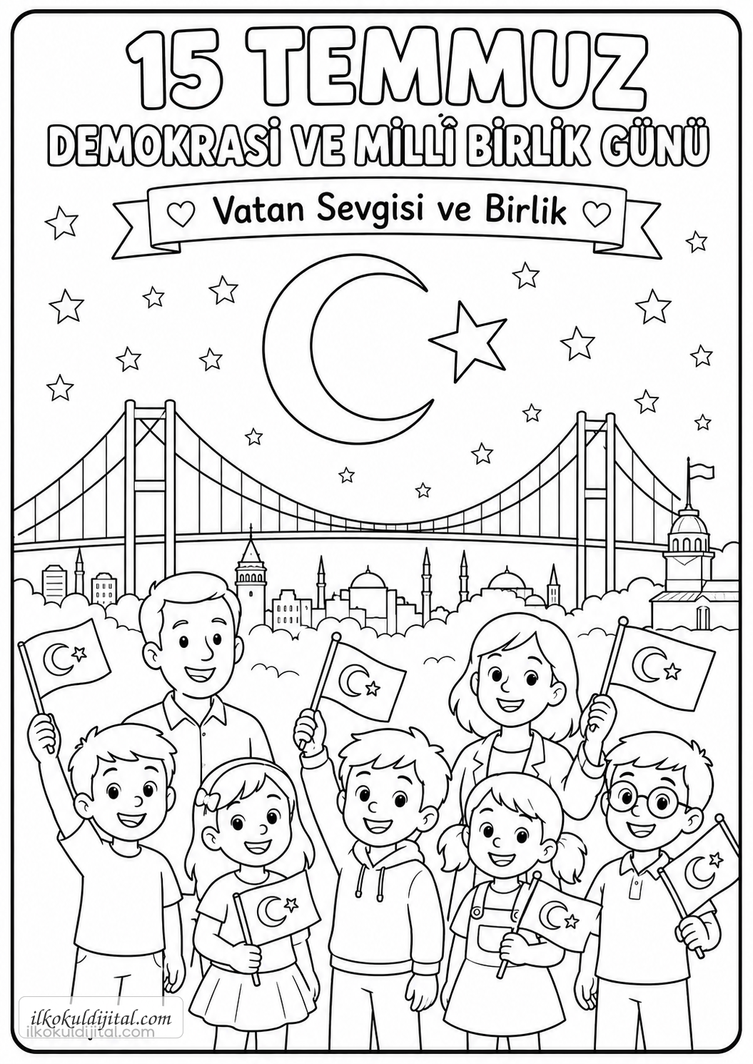 15 Temmuz Demokrasi ve Millî Birlik Günü Boyama Sayfası 5