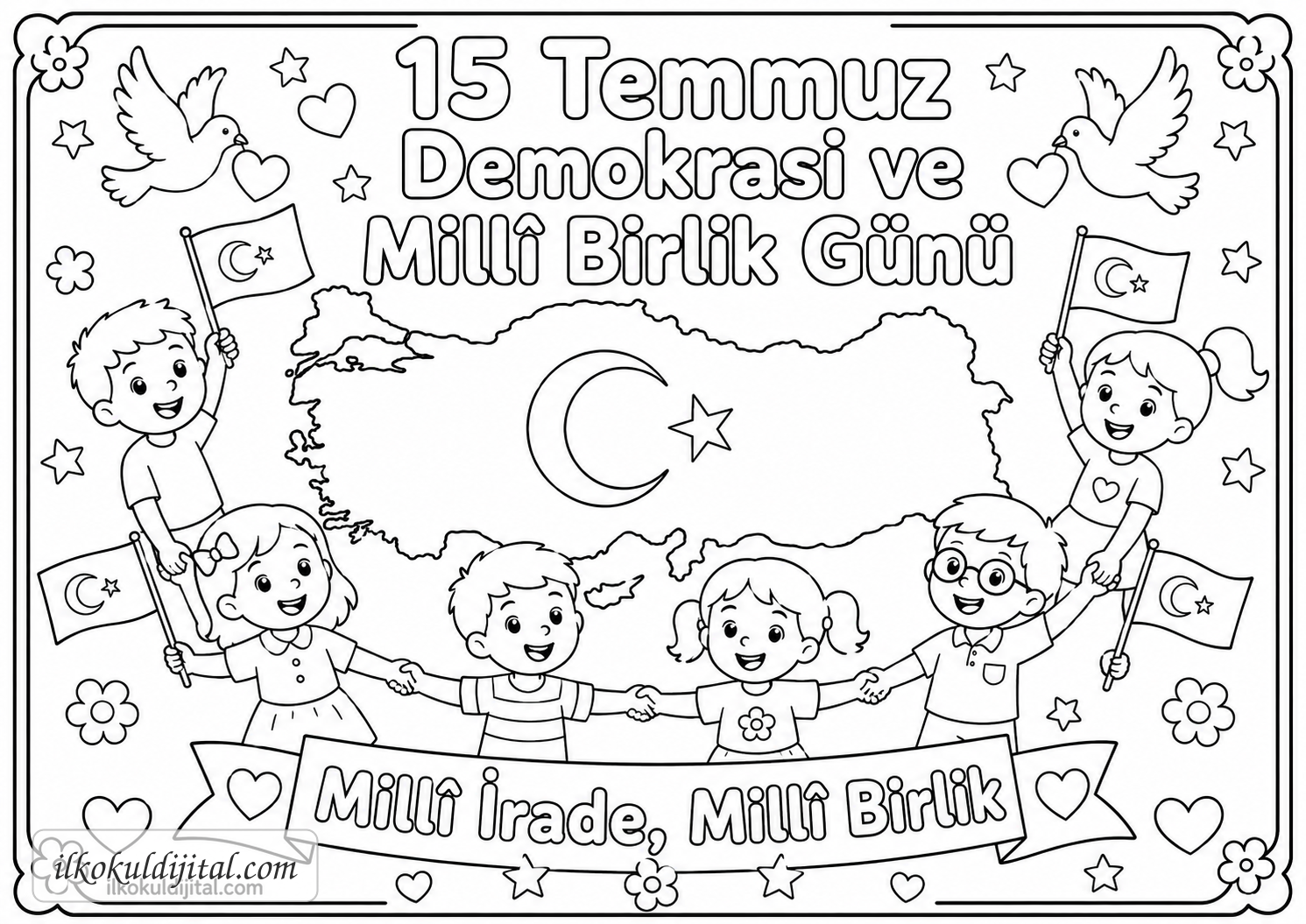 15 Temmuz Demokrasi ve Millî Birlik Günü Boyama Sayfası 7