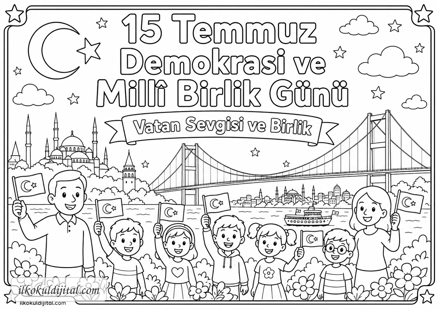 15 Temmuz Demokrasi ve Millî Birlik Günü Boyama Sayfası 8