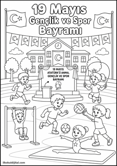 19 Mayıs Atatürk'ü Anma, Gençlik ve Spor Bayramı Boyama Sayfası 2