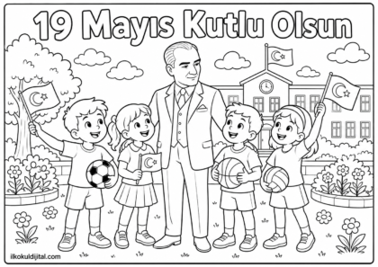 19 Mayıs Atatürk'ü Anma, Gençlik ve Spor Bayramı Boyama Sayfası 9