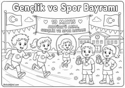 19 Mayıs Atatürk'ü Anma, Gençlik ve Spor Bayramı Boyama Sayfası 11