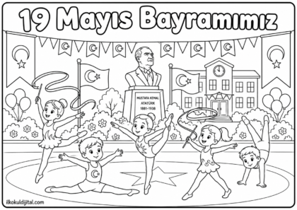 19 Mayıs Atatürk'ü Anma, Gençlik ve Spor Bayramı Boyama Sayfası 12