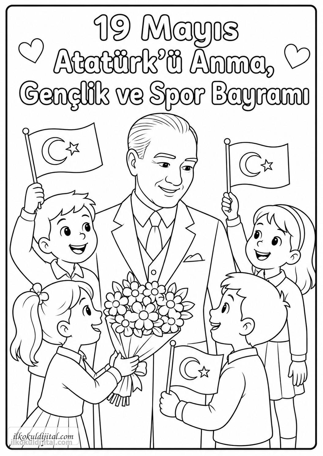19 Mayıs Atatürk'ü Anma, Gençlik ve Spor Bayramı Boyama Sayfası 1
