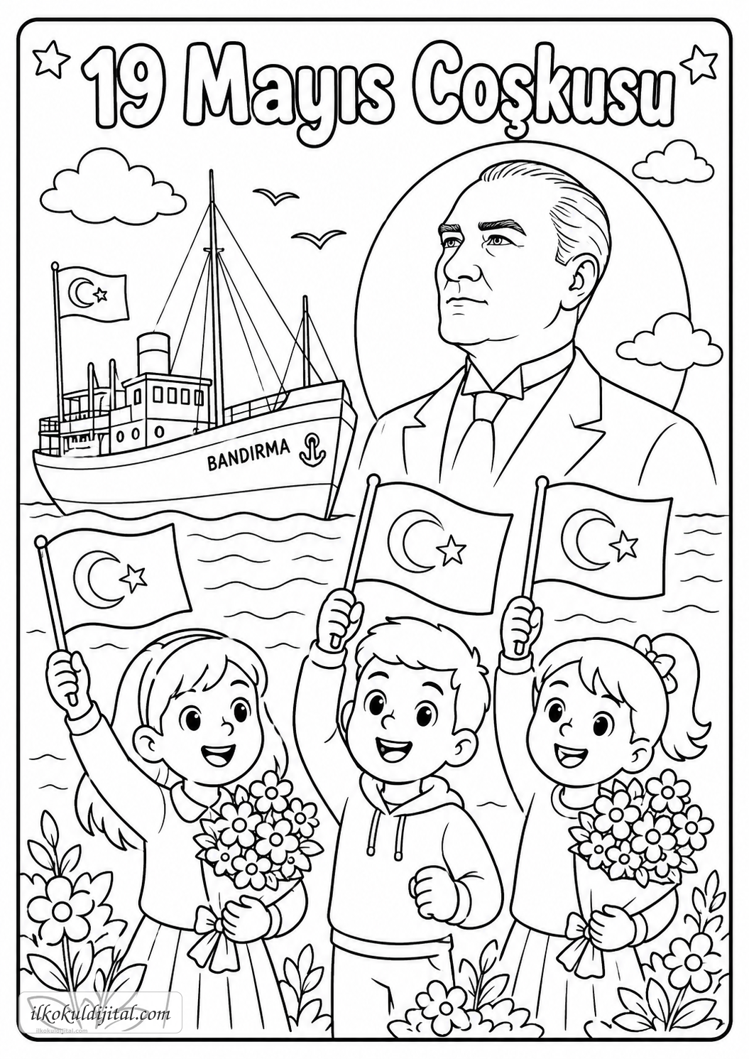 19 Mayıs Atatürk'ü Anma, Gençlik ve Spor Bayramı Boyama Sayfası 8