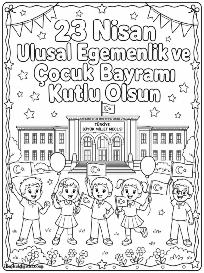 23 Nisan Çocuk Bayramı Boyama Sayfası 1