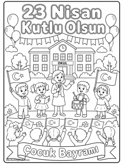 23 Nisan Çocuk Bayramı Boyama Sayfası 2