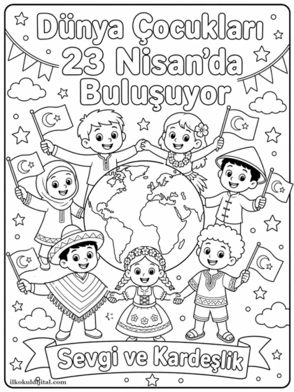 23 Nisan Çocuk Bayramı Boyama Sayfası 3