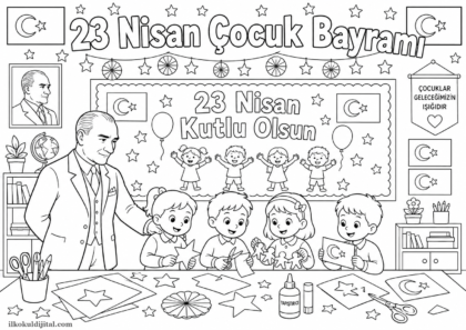 23 Nisan Çocuk Bayramı Boyama Sayfası 8