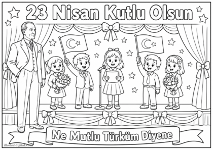 23 Nisan Çocuk Bayramı Boyama Sayfası 9