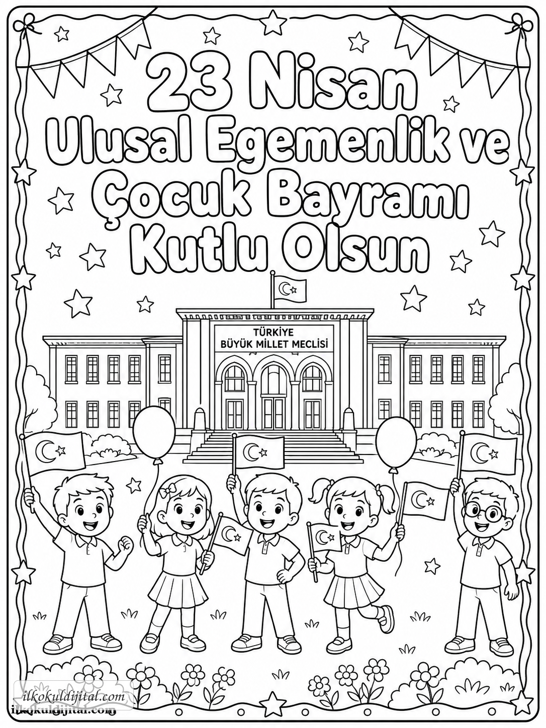 23 Nisan Çocuk Bayramı Boyama Sayfası 1