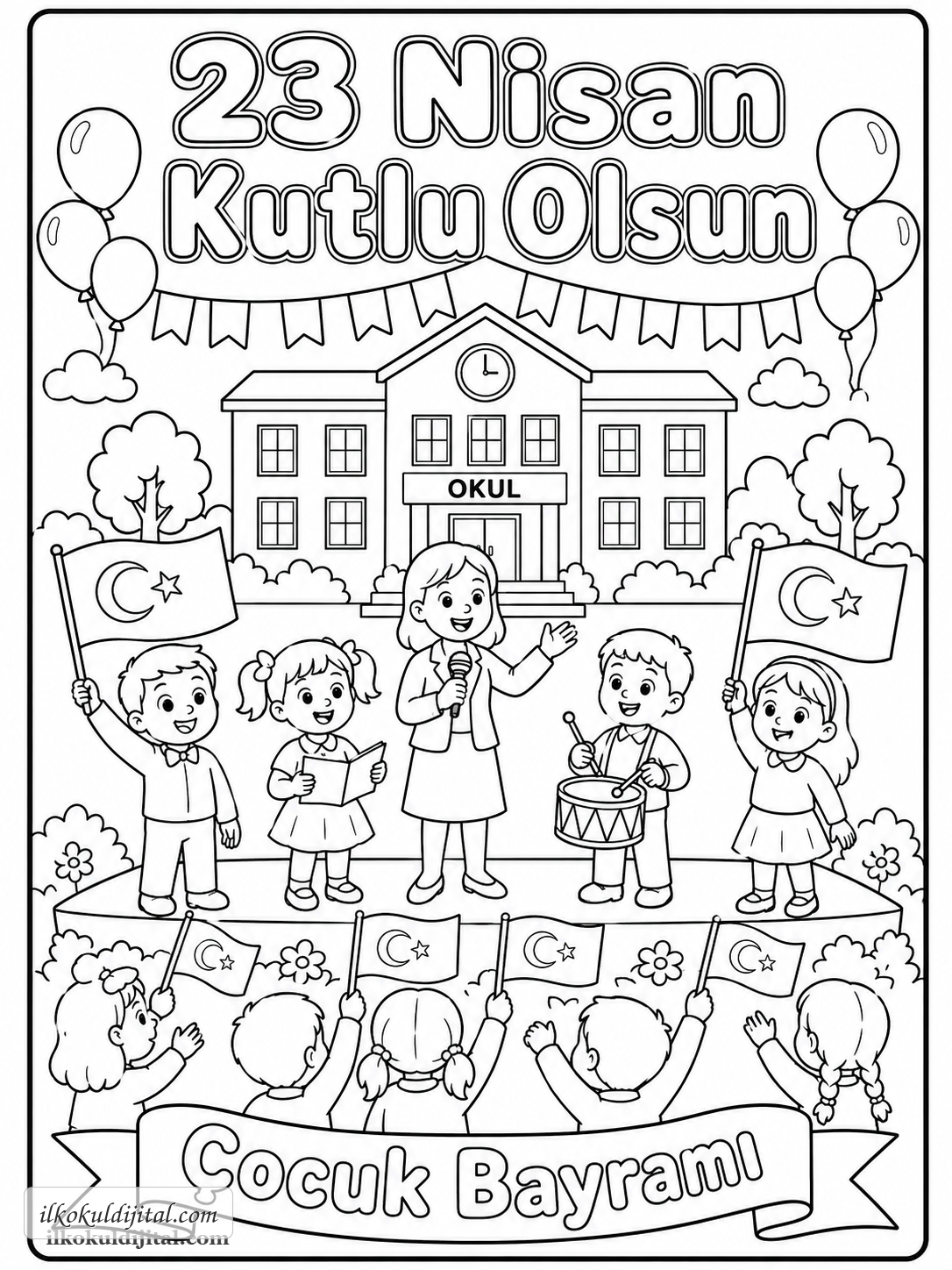 23 Nisan Çocuk Bayramı Boyama Sayfası 2
