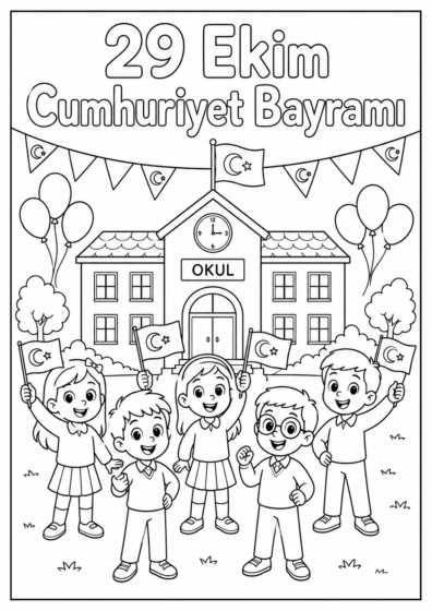 29 Ekim Cumhuriyet Bayramı Boyama Sayfası 2