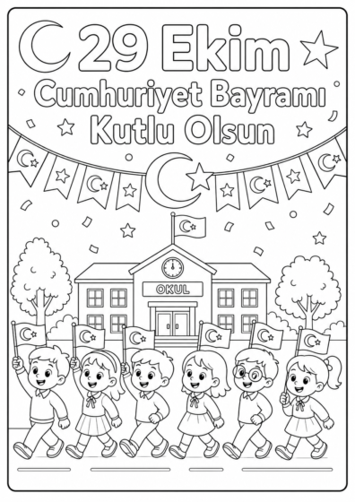 29 Ekim Cumhuriyet Bayramı Boyama Sayfası 3