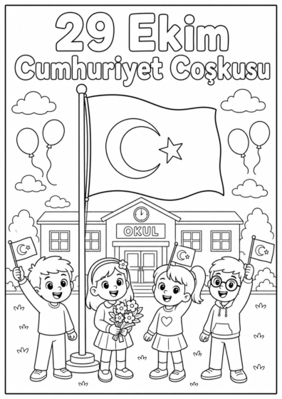 29 Ekim Cumhuriyet Bayramı Boyama Sayfası 4